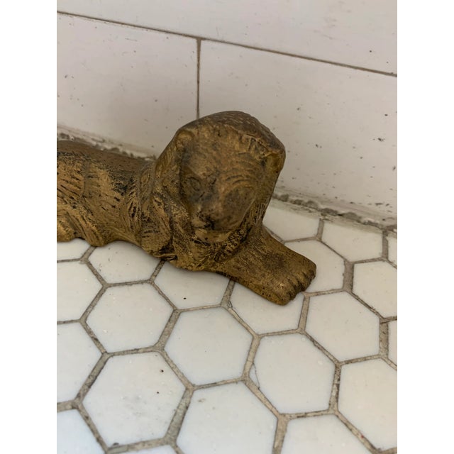 Modern Mid Century Brass Lion Statue Decor For Sale - Image 3 of 9
