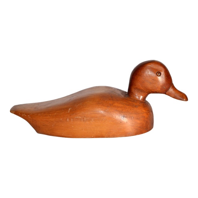 Mid-20th Century Handmade Solid Wood Blue Bill Scaup Duck Arts & Crafts Period For Sale