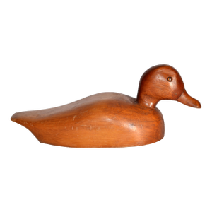 Mid-20th Century Handmade Solid Wood Blue Bill Scaup Duck Arts & Crafts Period