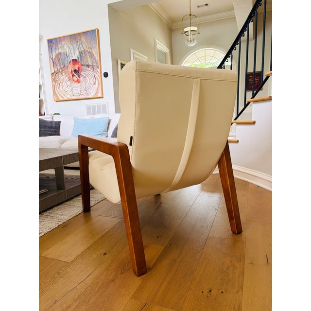 Contemporary Modern Contemporary Lounge Chair by Opulence Home in Cream Upholstery For Sale - Image 3 of 10