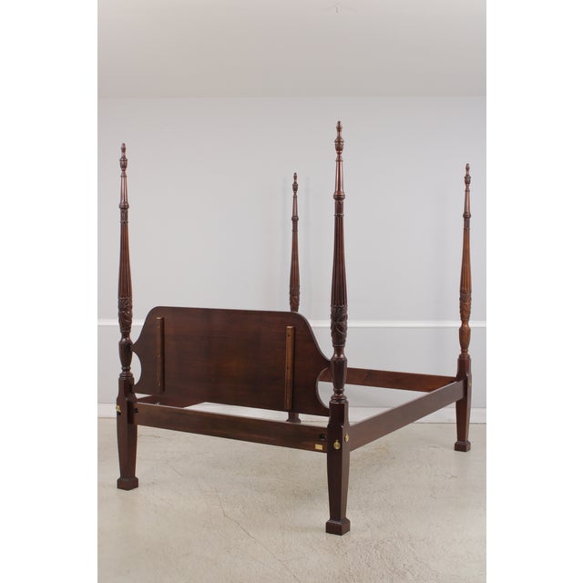 Councill Craftsmen Queen Size Mahogany Rice Carved Poster Bed For Sale - Image 17 of 18