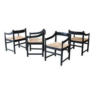 1970s Vintage Vico Magistretti 'Carimate' Style Armchairs - Set of 4 For Sale
