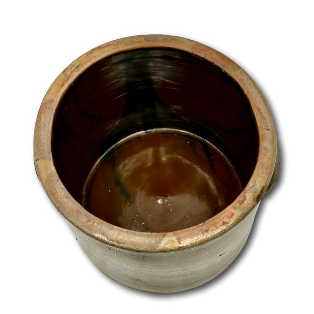 Blue Nice Small 1 Gallon Size Antique American Blue Decorated Stoneware Storage Crock - Jar Circa Mid 19th Century For Sale - Image 8 of 15