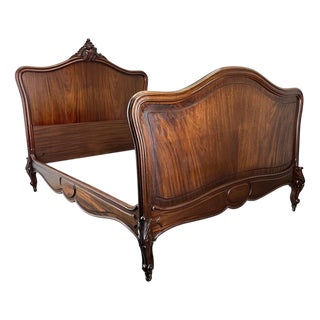 French Style Double Bed Frame in Walnut For Sale