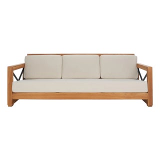 Andros Teak Patio Sofa - Natural / Beige For Sale