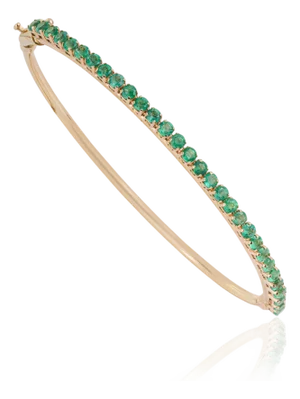 Modern 1.86ct Round Cut Emerald Tennis Bangle Bracelet in 14k Yellow Gold