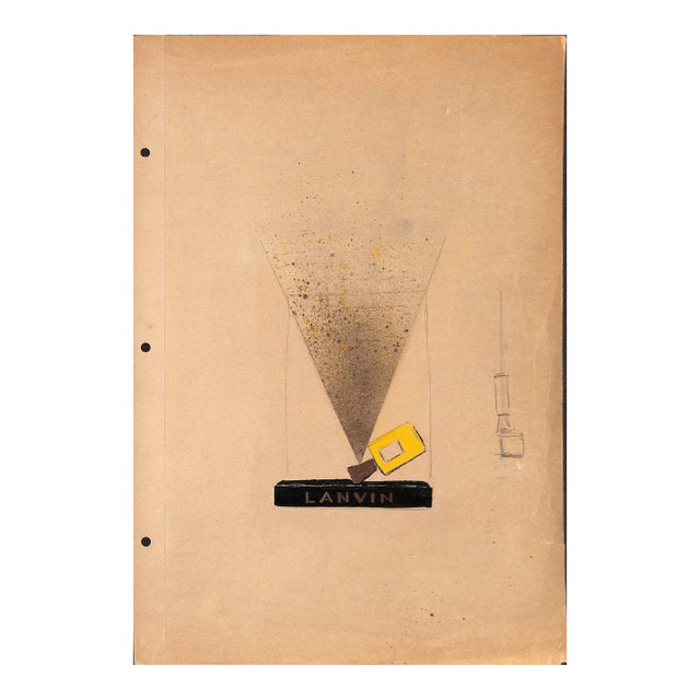 Lanvin of Paris Original Circa 1950s Advertising Watercolor Artwork For Sale