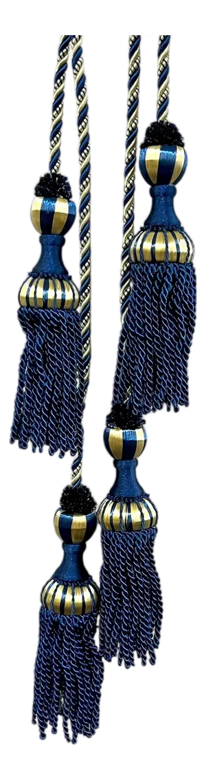 Vintage French Passementerie Drapery Tassel Blue and Gold