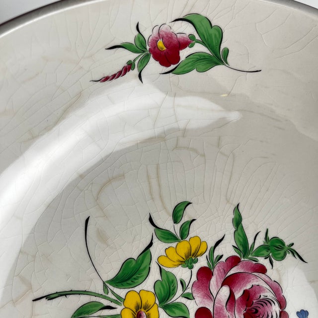 Large Round Salad Bowl Réverbère Model with Pink Pattern from KG Lunéville, 1980s For Sale - Image 4 of 6