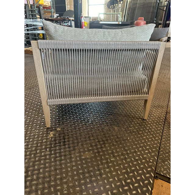 Transitional Stone Grey Wooden Outdoor Armchair For Sale In Chicago - Image 6 of 12