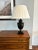 Late 20th Century Sculptural Solid Wood Pedestal Table Lamp With Pleated Silk Shade For Sale - Image 10 of 12