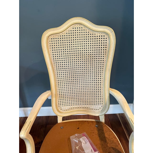 Thomasville Vintage Thomasville French Provincial Cane Back Armchair | French Country Accent Chair | Restoration Project For Sale - Image 4 of 5