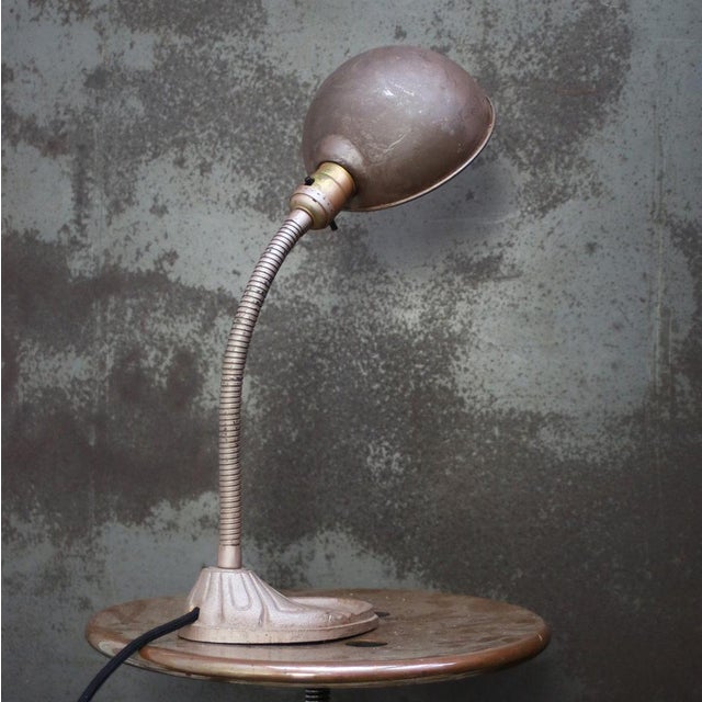 Mid-20th Century Canadian Pink Goose Neck Desk Light with Cast Iron Base For Sale - Image 6 of 8