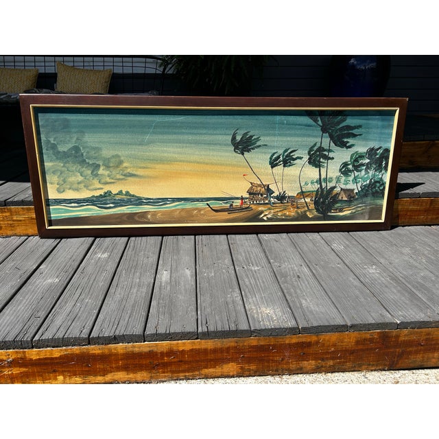 1960s VTG Carlo of Hollywood Polynesian Tiki Tropical Oil Painting MCM For Sale - Image 12 of 12