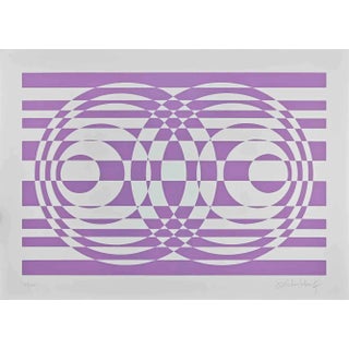 Victor Debach, Abstract Composition in Purple, Screen Print, 1970s For Sale