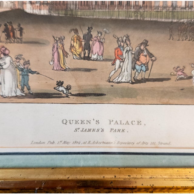 19th Century American Lemon Gold Frame With Hand Colored English Print For Sale - Image 11 of 13