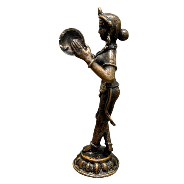 Metal Vintage Indian Brass Musician Figurines Set of 4 Dhokra Style Folk Art 5.25" For Sale - Image 7 of 14
