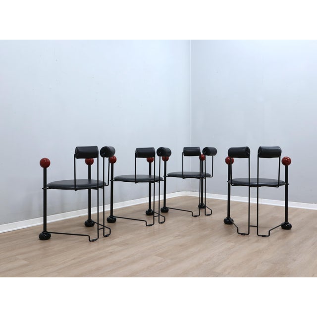 Black Vintage Sculptural Chairs, 1980s, Set of 4 For Sale - Image 8 of 17