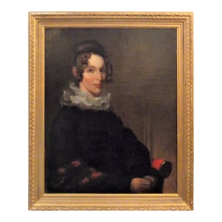 Original Antique 19th Century Oil Painting Portrait of an Aristocratic Lady For Sale