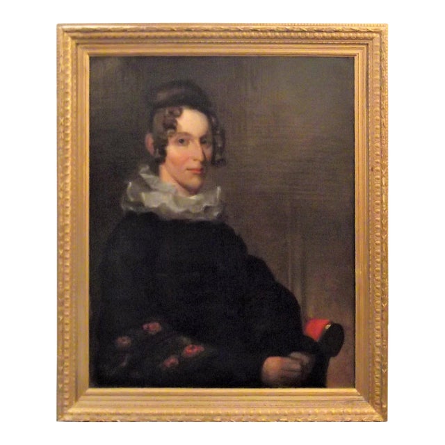 Original Antique 19th Century Oil Painting Portrait of an Aristocratic Lady For Sale