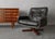 Mid-Century Modern Mid Century Danish Brown Leather & Rosewood Swivel Lounge Chair For Sale - Image 3 of 11