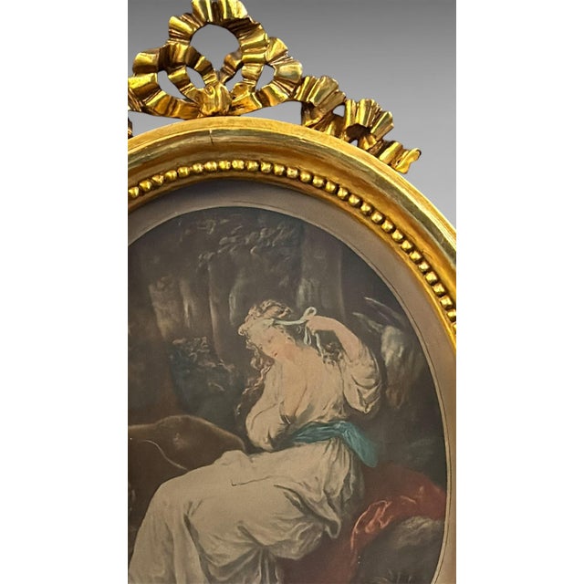 Wood Mid 20th Century Thomas Burke After Angelika Kauffman Pair Oval Engravings in Gilt French Frames For Sale - Image 7 of 18