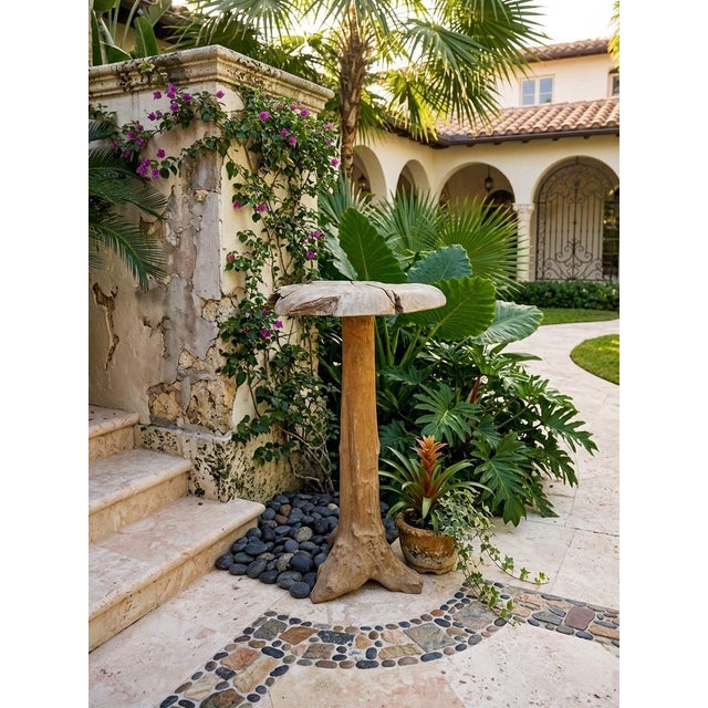 Mid-Century Hand-Carved Bleached Wood Mushroom Garden Sculpture For Sale In West Palm - Image 6 of 12