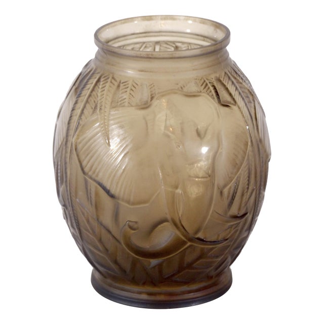 Art Deco Vase with Elephants, 1930 For Sale