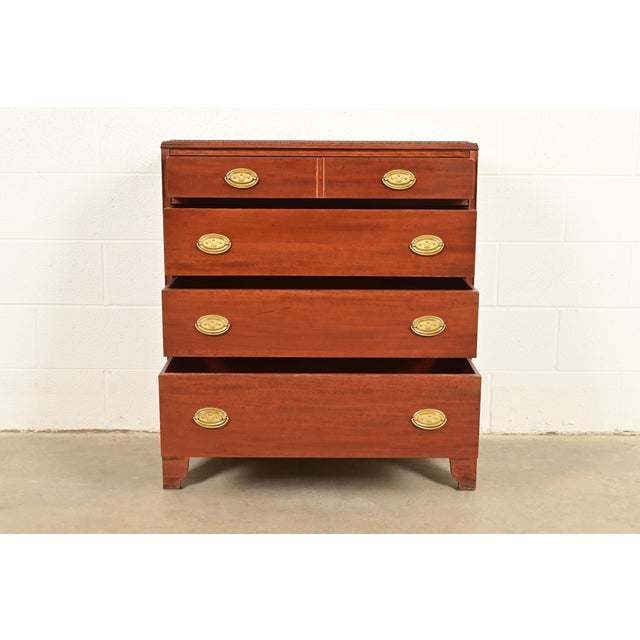 Mid 20th Century Baker Furniture Style Georgian Carved Mahogany Dresser or Chest of Drawers For Sale - Image 5 of 14