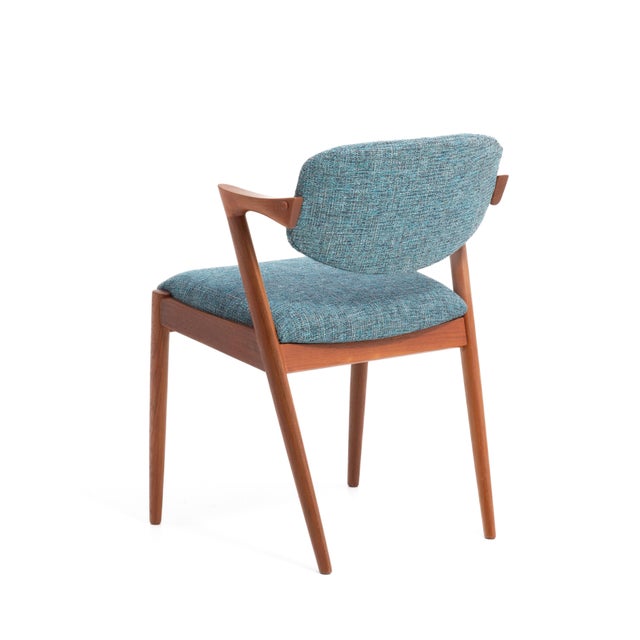 Brown Kai Kristiansen Model 42 Dining Chairs Denmark 1960s Knoll Fabric a Set of 4 For Sale - Image 8 of 13