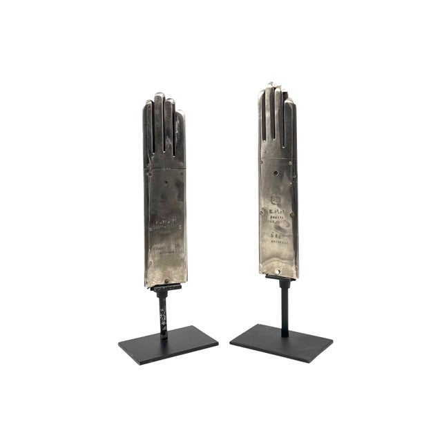 Pair of chrome glove warmers France 1940s Iron bases 18 × 13 cm Hilaire et Cie, Grenoble H 53 cm Conditions: excellent...