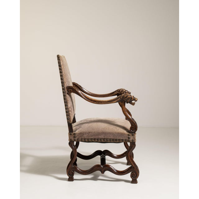 Neo-Baroque Oak Throne Chair, Antique, France, 19th Century For Sale In Greensboro - Image 6 of 16