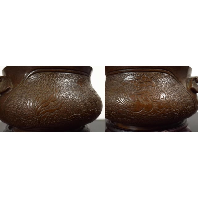 Bronze Chinese Bronze Elephant Handles Censer For Sale - Image 8 of 10