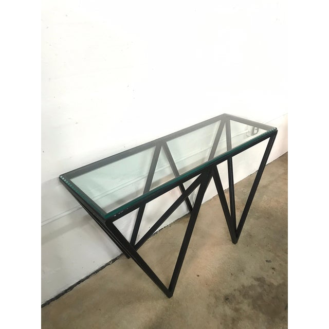 Postmodern Architectural Black Steel And Glass Console Or Sofa Table Chairish