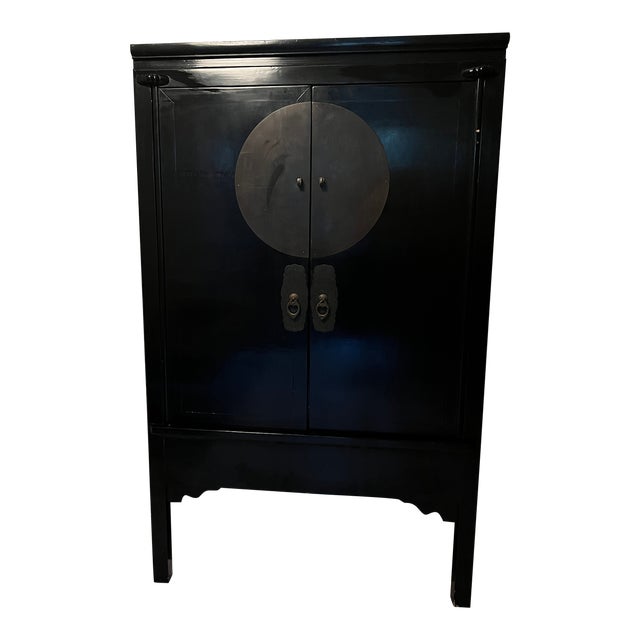 Chinese Wedding Cabinet in Black Lacquer For Sale