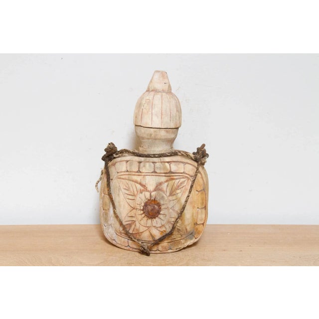 Rustic Vintage Decorative Carved Wooden Bottle For Sale - Image 3 of 6