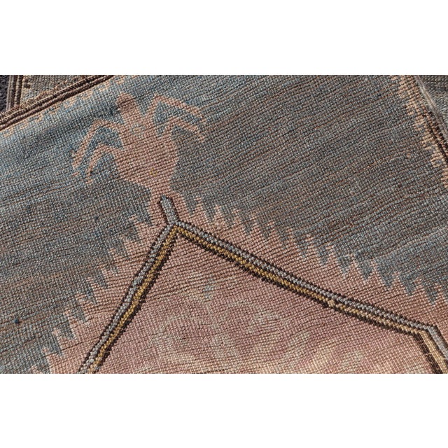 Antique Turkish Kars Rug With Geometric Medallions in Taupe and Faded Blue For Sale - Image 11 of 11