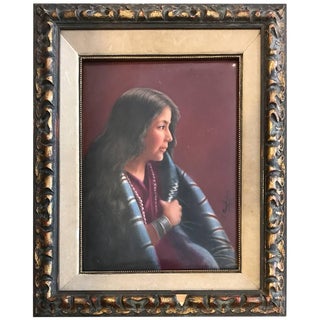 Native American Antique Porcelain Plaque of Woman For Sale