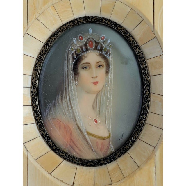 Pair of late 19th century portrait miniatures depicting Napoleon Bonaparte and Joséphine de Beauharnais, each signed...