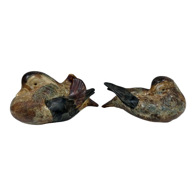 Vintage Japan Otagiri Ceramic Mandarin Duck Figurines, Set of Two For Sale