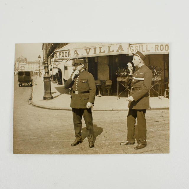 Art Deco Policemen in Paris, Silver Gelatin Black and White Photography, Circa 1930 by Wide World Photos Agency For Sale - Image 3 of 4