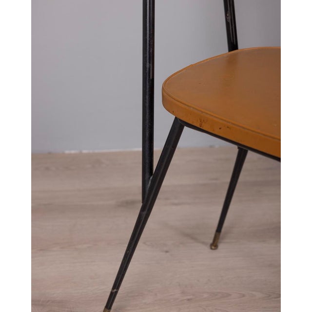 Vintage Italian Metal and Leather Chairs, 1960s, Set of 6 For Sale - Image 9 of 13