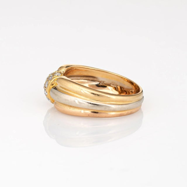 Cartier Vintage Cartier Diamond Ring 18k Tri Gold Signed Fine Jewellery size 7.5 For Sale - Image 4 of 7