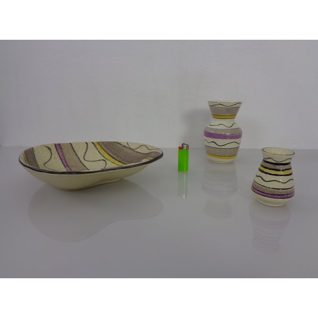 Mid-Century Modern Ceramic Vases & Bowl by Bodo Mans for Bay Keramik, Germany, 1950s, Set of 3 For Sale - Image 3 of 18