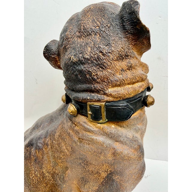 Tan Large 19th Century English Cold-Painted Terracotta Bulldog Figure With Glass Eyes For Sale - Image 8 of 17