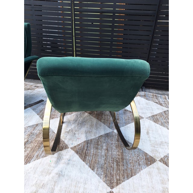 1970s In the Style of Guido Faleschini Chrome and Brass Milo Baughman Rocking Chair For Sale - Image 9 of 12