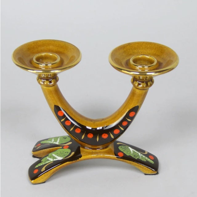 1960s Hand-Decorated Curved Candleholder, 1960s For Sale - Image 5 of 5