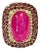 Bochic “Capri” Vintage Ruby & Pink Sapphire Ring Set 18K Gold & Silver For Sale