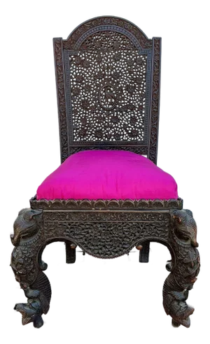 Antique Anglo-Indian Carved Teak Side Chair