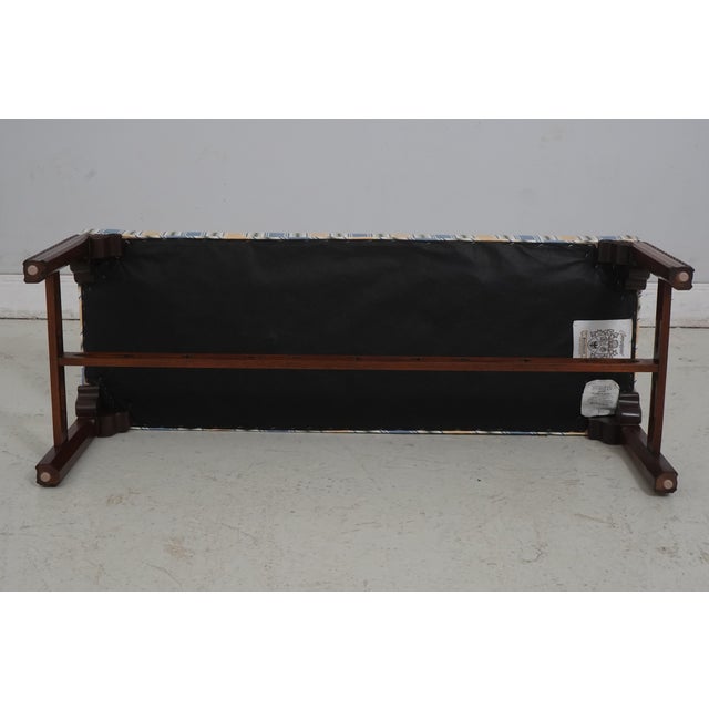Southwood Chippendale Mahogany Bench W. Damask Upholstery For Sale - Image 13 of 15